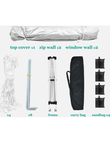 Carpa Plegable 3x3m QUGURLID Beige con 4 Paredes Removibles