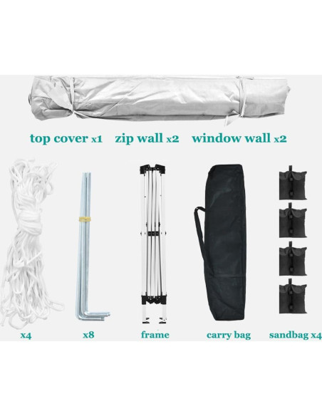 Carpa Plegable 3x3m QUGURLID Beige con 4 Paredes Removibles