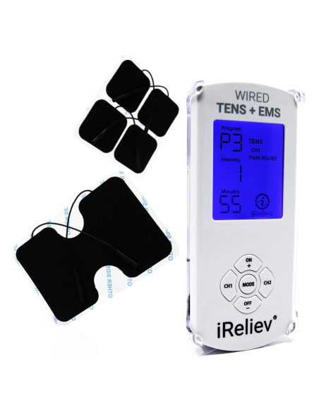 Unidad TENS + EMS iReliev ET-8080, 14 Modos, Pantalla Iluminada