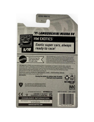 Hot Wheels Lamborghini Miura SV Azul 1:64 Nuevo Mint