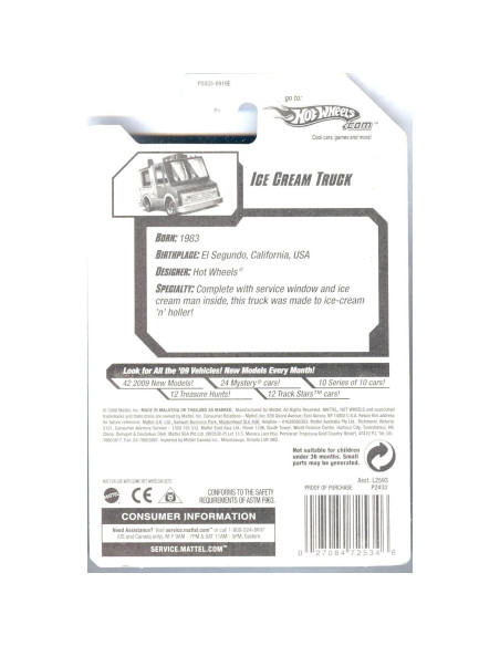 Camión de Helados Hot Wheels 2009 HW City 1:64 Azul