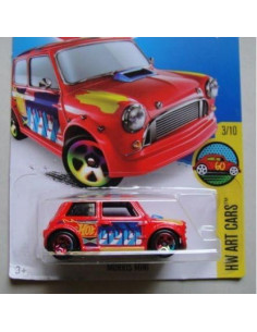 Mini Morris Rojo 1:64 Hot Wheels Die Cast con Tarjeta 2