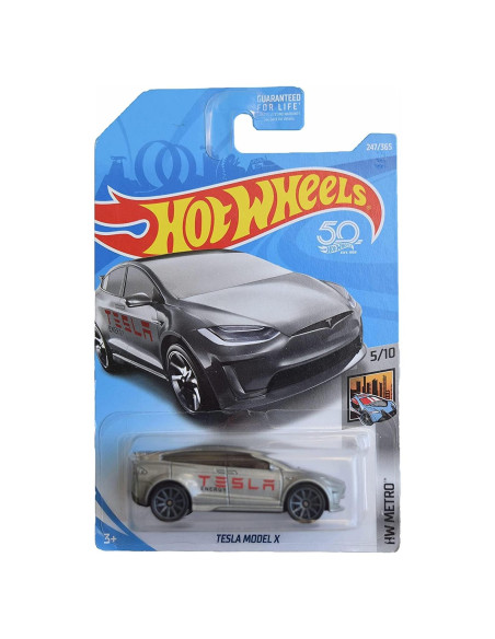 Coche Hot Wheels Tesla Model X Plateado 1:64 Escala