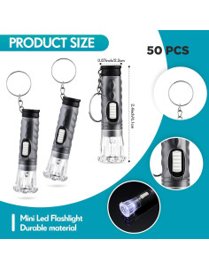 Linternas Llaveros LED Jexine 50 Pcs Portátiles Negras 2