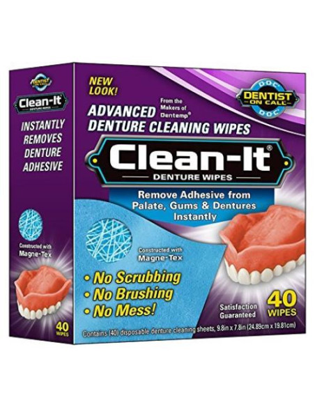 Toallitas Limpiadoras para Dentaduras Clean-It 40 Unidades