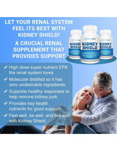 Suplemento Omega 3 Kidney Shield - 120 Cápsulas para Riñones