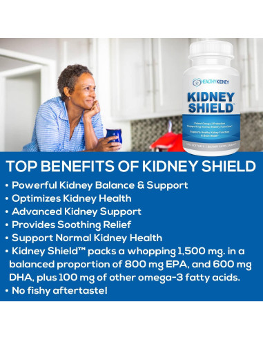 Suplemento Omega 3 Kidney Shield - 120 Cápsulas para Riñones