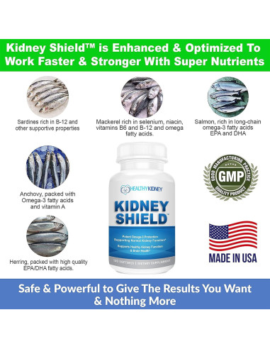Suplemento Omega 3 Kidney Shield - 120 Cápsulas para Riñones