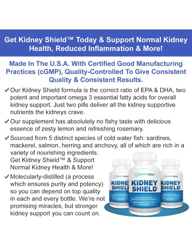 Suplemento Omega 3 Kidney Shield - 120 Cápsulas para Riñones