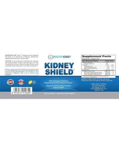 Suplemento Omega 3 Kidney Shield - 120 Cápsulas para Riñones