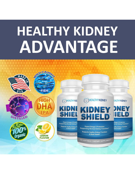 Suplemento Omega 3 Kidney Shield - 120 Cápsulas para Riñones