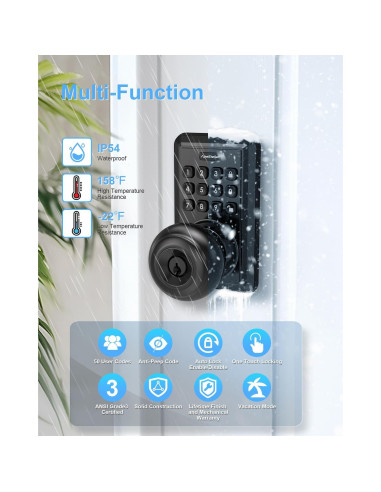 Cerradura de Puerta Sin Llave ApeStellar DK01MB Teclado Negro Mate