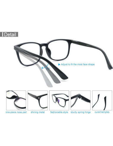 Gafas de luz azul para mujeres +0.00, paquete de 4, anti reflejo