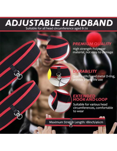 Bola de Reflexión de Boxeo KANCOKIT con 4 Niveles de Dificultad