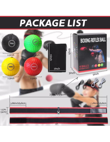Bola de Reflexión de Boxeo KANCOKIT con 4 Niveles de Dificultad