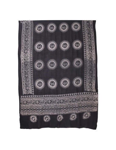 Chal de Meditación Prabhuji's Gifts - Mantra Om - Negro Grande 183x106 cm