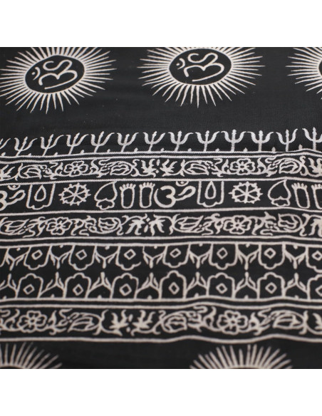Chal de Meditación Prabhuji's Gifts - Mantra Om - Negro Grande 183x106 cm