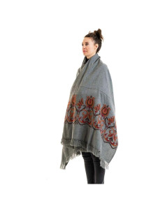 Chal de Meditación Om Shanti Crafts Gris 213x107 cm Lana Premium
