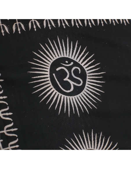 Chal de Meditación Prabhuji's Gifts - Mantra Om - Negro Grande 183x106 cm