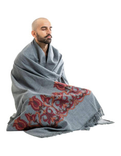 Chal de Meditación Om Shanti Crafts Gris 213x107 cm Lana Premium 2