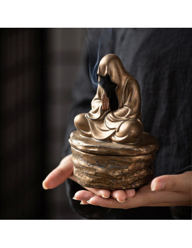 Soporte de Incienso Cerámica Buda Oro 12x9.6x15.7 cm