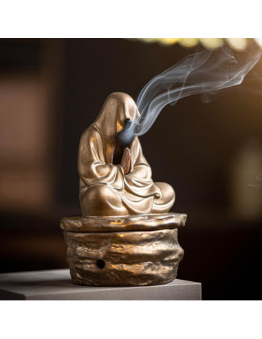 Soporte de Incienso Cerámica Buda Oro 12x9.6x15.7 cm