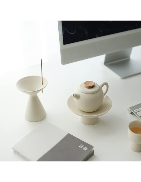 Soporte de Incienso WENSHUO Cerámica Crme Mate 11cm