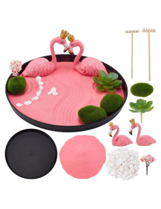 Kit de Jardín Zen Flamingo WEBEEDY con Arena Rosa y Accesorios
