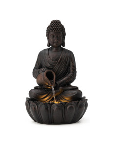 Estatua de Buda Zen Glitzhome con Luz LED y Bomba 52 cm