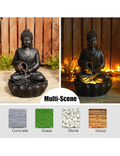 Estatua de Buda Zen Glitzhome con Luz LED y Bomba 52 cm 2