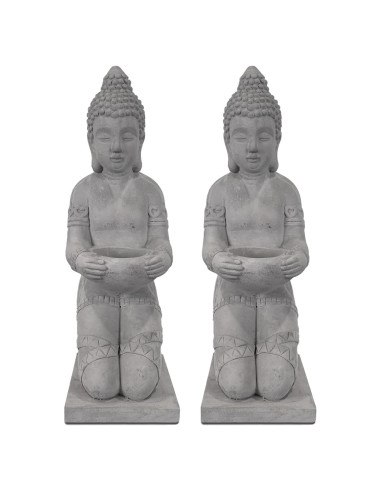 Conjunto de 2 Estatuas de Buda Kante 32.5 cm Concreto Ecológico