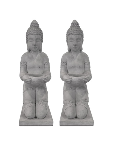 Conjunto de 2 Estatuas de Buda Kante 32.5 cm Concreto Ecológico