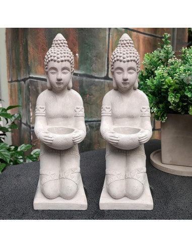 Conjunto de 2 Estatuas de Buda Kante 32.5 cm Concreto Ecológico