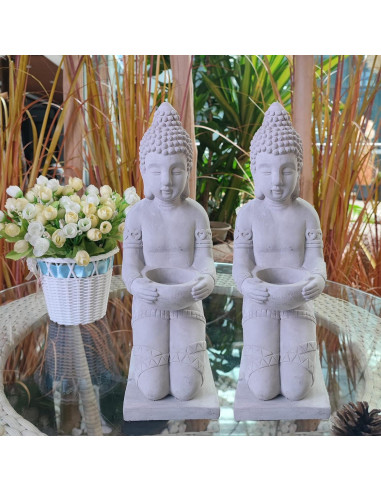 Conjunto de 2 Estatuas de Buda Kante 32.5 cm Concreto Ecológico