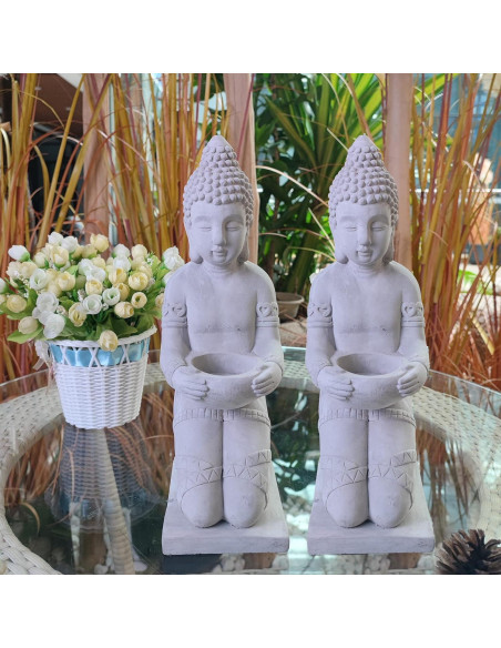 Conjunto de 2 Estatuas de Buda Kante 32.5 cm Concreto Ecológico