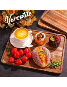 Juego de 5 Bandejas de Madera Acacia Rectangulares 33x23cm 2