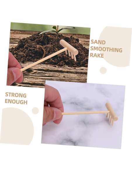Kisangel 5 Mini Rastrillos de Arena de Madera para Jardín Zen