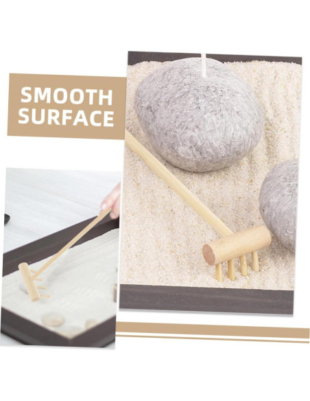 Kisangel 5 Mini Rastrillos de Arena de Madera para Jardín Zen