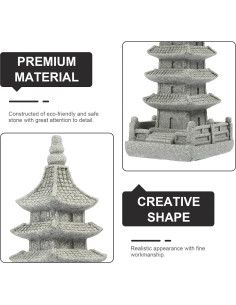 Estatua Mini Pagoda Yardwe de Arenisca Gris 10.5x3.5cm 2