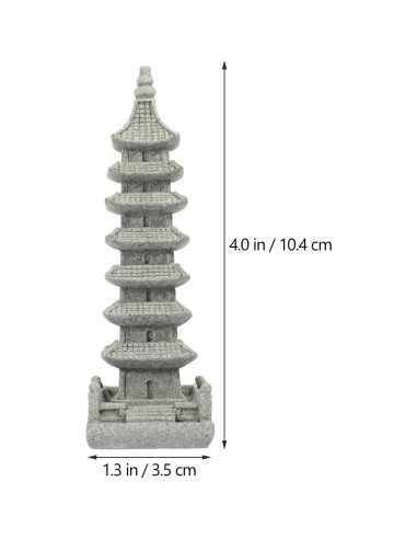 Estatua Mini Pagoda Yardwe de Arenisca Gris 10.5x3.5cm
