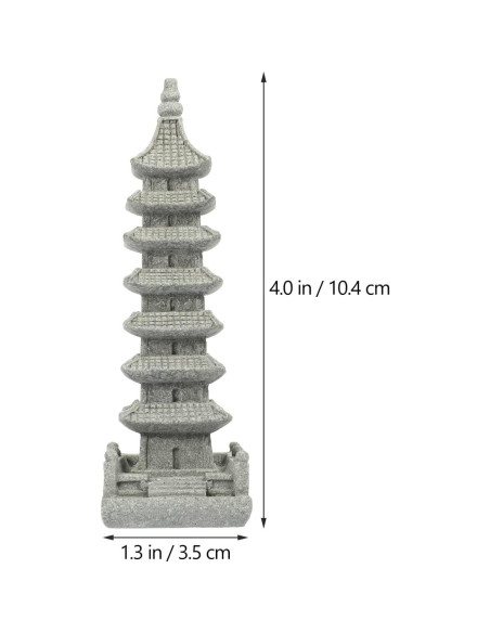 Estatua Mini Pagoda Yardwe de Arenisca Gris 10.5x3.5cm