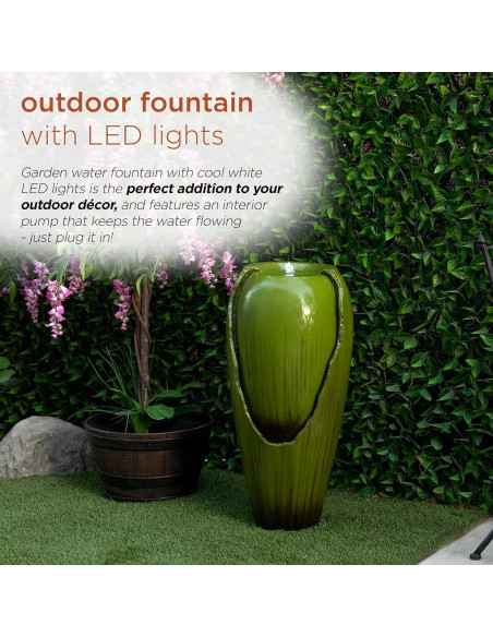 Fuente de Agua de Jarra Antigua Alpine 38x38x84cm Verde LED