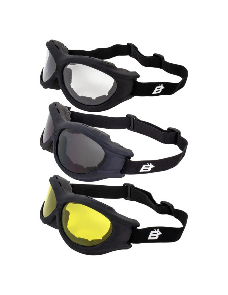 Gafas de Motocicleta Birdz Buzzard con Lentes Transparentes y Ahumados