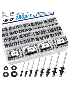 Kit de Remaches Pop Negros smseace 780 Pcs Aluminio y Arandelas