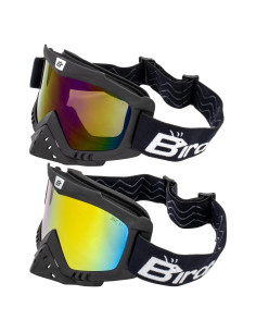 Gafas de motociclismo Birdz Tucán con lentes espejo rojas y azules
