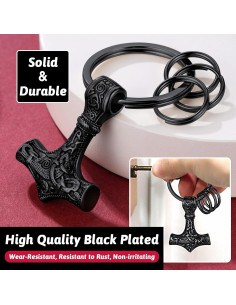 Llave de Thor Mjolnir FaithHeart para hombres, llavero acero inoxidable 2