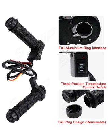 Puños Calentados SYJIIP para Motocicleta 12V, Antideslizantes