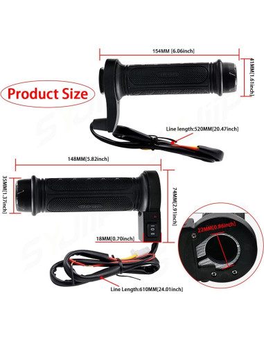Puños Calentados SYJIIP para Motocicleta 12V, Antideslizantes