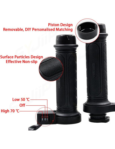 Puños Calentados SYJIIP para Motocicleta 12V, Antideslizantes