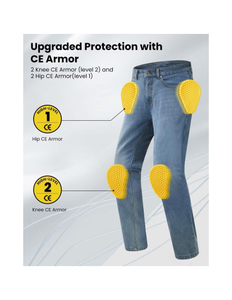 Pantalones de Motocicleta ILM PJN1 con Armadura CE Azul Claro